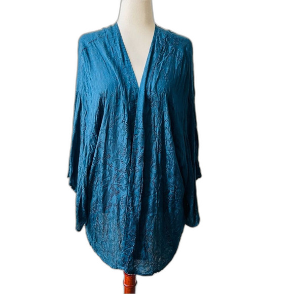 Junarose Blue womens Saliraz Three Quarter Sleeve Kimono top Size X-Large NWT - Picture 2 of 7